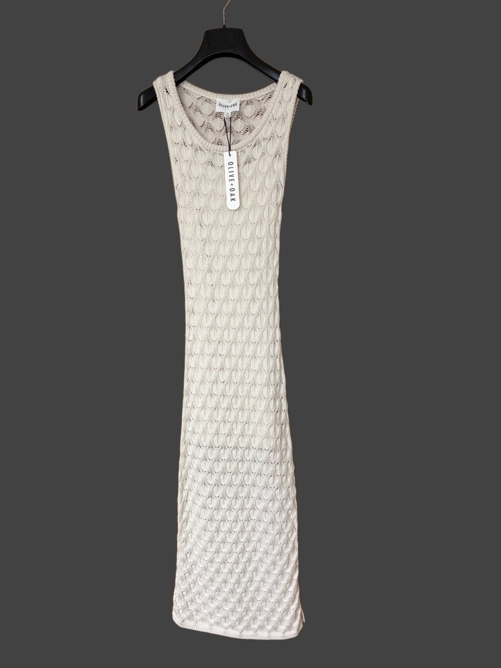 NWT! Olive & Oak Crochet Boho Maxi Dress Sz XS Sand Long Beach Casual Datenight